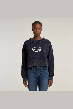 G-Star Womens G-Star RAW Overdyed Cropped Logo Loose Sweater - Cotton - Size Small