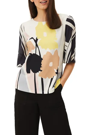 Phase Eight Womens Silvie Floral And Stripe Print Top - - Size 8 UK
