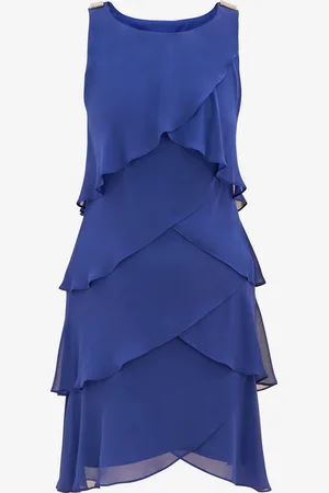Gina Bacconi Womens Vesta Jewel-Shoulder Tiered Cocktail Dress - - Size 18 UK