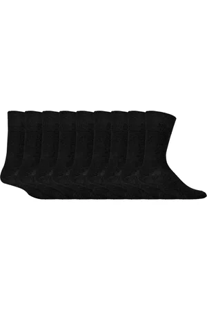 Gentle Grip 9 Pairs Mens Non Elastic Cotton Soft Loose Top Socks - - Size UK 6-11