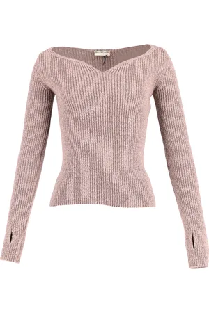 Balenciaga Womens Sweetheart Neck Knitted Top in Wool Wool (archived) - Size Small