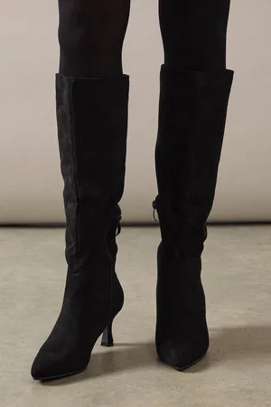 wallis Womens Katia Faux Suede Kitten Heel Knee Boot - - Size UK 3