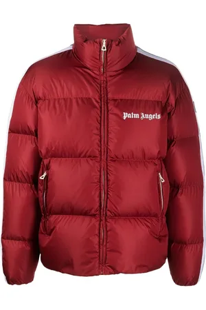 Palm Angels Mens Angel Classic Logo-print Padded Down Coat in - Size Small