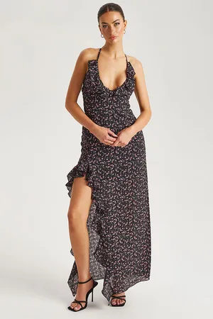 Urban Bliss Womens PATTERN FLORAL RUFFLE STRAPPU MAXI DRESS - Size 16 UK