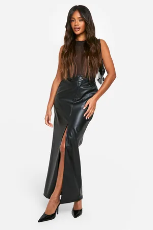 Boohoo Womens Pu Split Front Maxi Skirt - - Size 8 UK