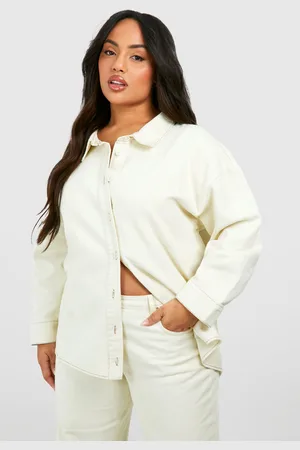 Boohoo Womens Plus Denim Oversized Shirt - Cotton - Size 24 UK