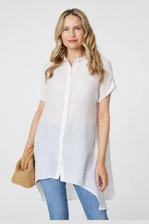 Izabel London Womens High Low Longline Button-Up Shirt - Size 14 UK