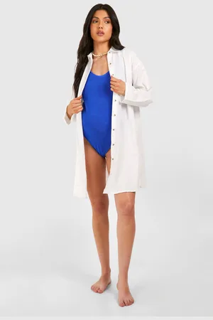 Boohoo Womens Maternity Linen Look Button Down Beach Shirt Dress - Cotton - Size 10 UK