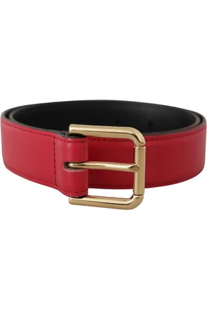 Dolce & Gabbana WoMens Calf Leather Gold Tone Logo Metal Buckle Belt - Size 70 cm