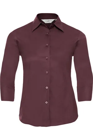 Russell Athletic Collection Ladies/Womens 3/4 Sleeve Easy Care Fitted Shirt (Port) - - Size X-Large