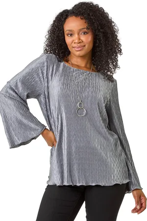 Roman Womens Petite Pleated Necklace Top - - Size 14 UK