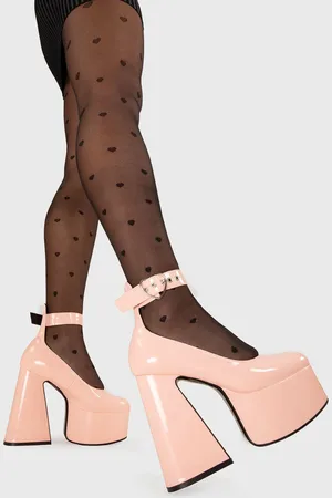 Lamoda Womens Platform Boots Those Days Round Toe High Heel with Straps & Buckles - - Size UK 3