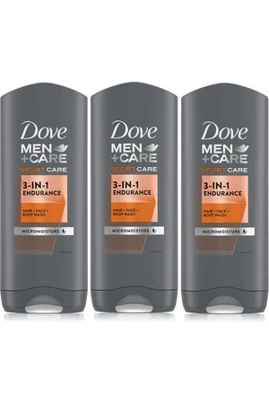 Dove Mens Men+Care Hair, Face & Body Wash, 3 in 1 Endurance, Micro Moisture, 3x400ml - - One Size