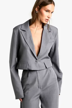 Boohoo Womens Marl Tailored Cropped Blazer - - Size 8 UK