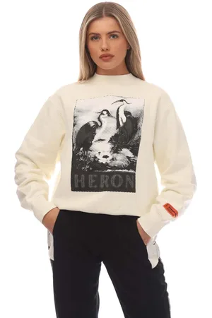 Heron Preston Womens Halftone Crewneck Sweatshirt in White Black - - Size 8 UK