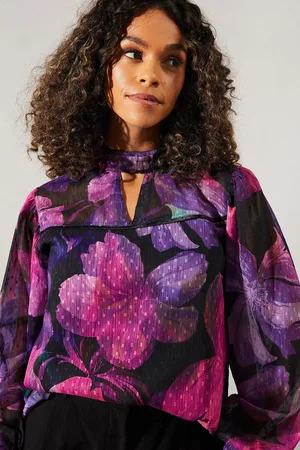 wallis Womens Occasion Floral Dobby High Neck Blouse - - Size 16 UK