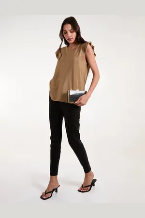 Blue Vanilla Womens Frill Sleeve Metallic Top - - Size Medium/Large