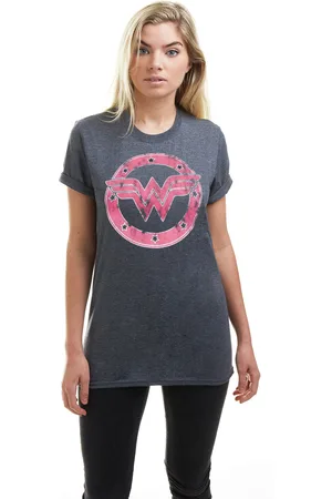 DC Comics Originals Womens D.C. Wonder Woman Emblem Dark Heather T-Shirt - Cotton - Size Small