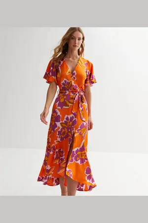 Gini London Womens Large Floral Print Wrap Occassion Midi Dress - - Size 12 UK