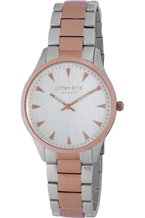 Johan Eric : helsing¸r, Mens, dial watch w triangular rose gold tone hr-markers, stainless steel and ip case and bracelet - One Size