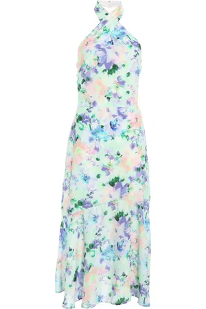 Quiz Womens Multicoloured Halter Neck Midi Dress - Size 12 UK