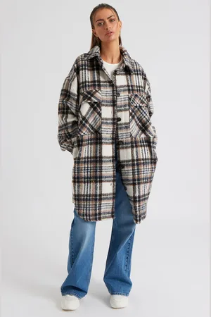 Urban Bliss Womens Pattern Chloe Check Longline Shacket - Size 10 UK