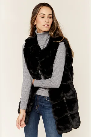 Gini London Womens Box Cut Faux Fur Gilet Jacket - - Size Small/Medium