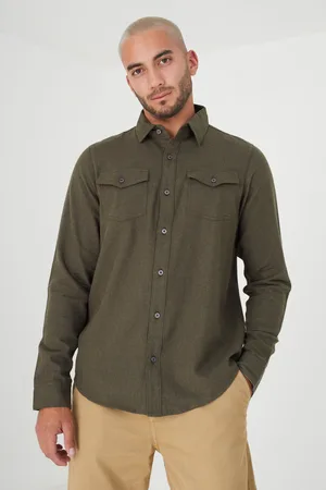 Brave Soul Mens Cotton Brushed Flannel Long Sleeve Shirt - Size Large