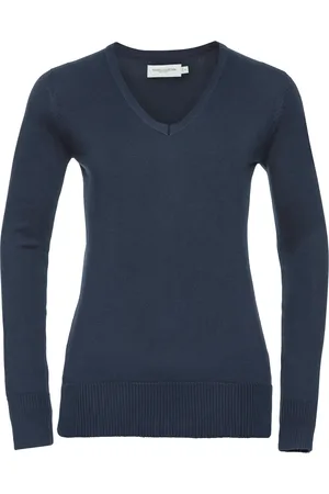 Russell Athletic Collection Ladies/Womens V-Neck Knitted Pullover Sweatshirt (French Navy) - - Size Small
