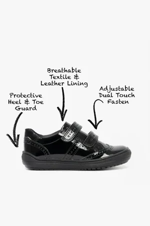 Geox HADRIEL G G Girls Leather Touch Fasten School Shoes Patent - Size UK 7 Infant