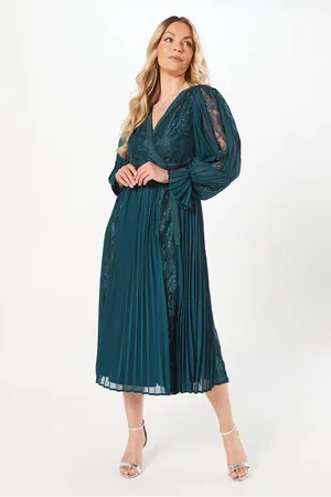 wallis Womens Lace Detail Midi Wrap Dress - - Size 10 UK