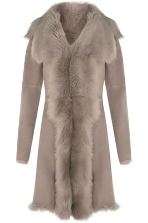 Infinity Womens Toscana Sheepskin Suede Trench Coat-Tbilisi - - Size 14 UK