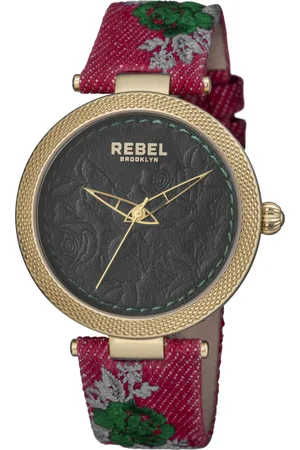 REBEL WoMens Carroll Gardens Green Dial Cloth Watch - - One Size