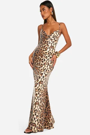 Boohoo Womens Cowl Neck Leopard Sequin Maxi Dress - - Size 14 UK