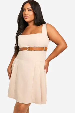 Boohoo Womens Plus Belted Square Neck Buckle Mini Dress - - Size 22 UK