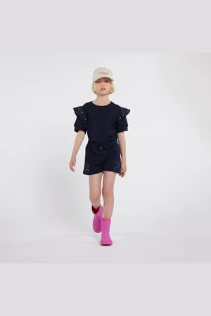Chloé Chloé Girls Linen Shorts in Navy - - Size 5Y
