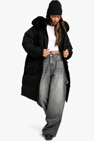 Boohoo Womens Premium Faux Fur Trim Parka - Nylon - Size Medium