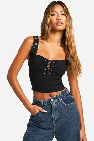 Boohoo Womens Bengaline Lace Up Corset - Viscose - Size 16 UK