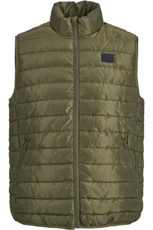 JACK & JONES Mens Quilted Bodywarmer, Full Zip, collar, lightweight Padded Gilet - - Size Medium