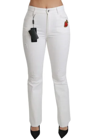 Dolce & Gabbana WoMens Heart Flared Stretch Cotton Pants material_cotton - Size IT 38 (Womens)