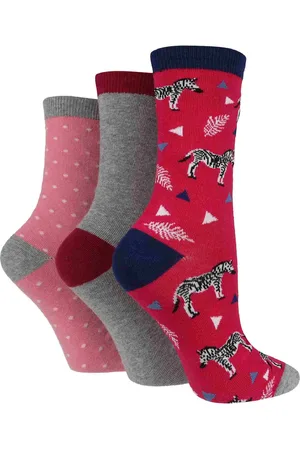 Wild Feet Womens 3 Pack Ladies Jacquard Novelty Cotton Socks - - Size UK 4-8