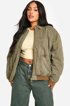 Boohoo Womens Plus Vintage Washed Bomber Jacket - - Size 18 UK