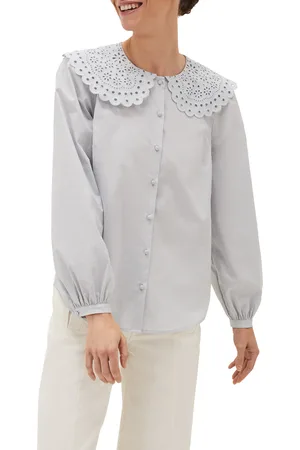 Phase Eight Womens Amelia Oversized Embroidered Collar Blouse - - Size 12 UK