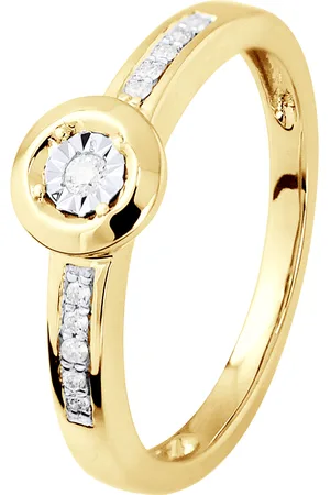 Diadema Womens Diamond Solitaire supported 0,070 Cts Illusion 1 Ct Yellow Gold - - Size I