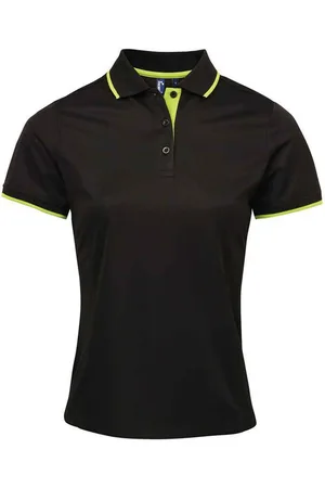 Premier Womens/Ladies Coolchecker Contrast Pique Polo Shirt ( /Lime) - Size Small
