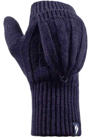 Heat Holders Womens Ladies Cable Knit 2.3 Tog Thermal Winter Fingerless Converter Gloves - - One Size