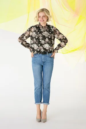 Izabel London Womens Floral High Shirred Neck Blouse - Size 8 UK