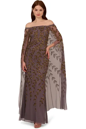 Adrianna Papell Womens Bead Cape Long Dress - - Size 12 UK