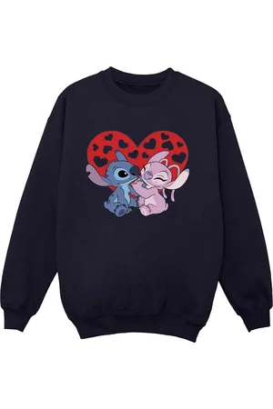 Disney Girls Lilo & Stitch Hearts Sweatshirt ( Blue) - Size 12-13Y