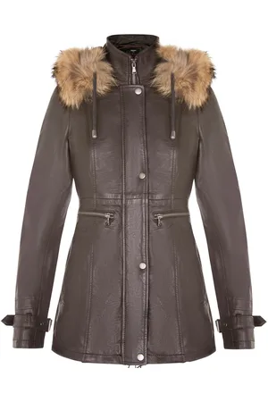Infinity Womens Warm Hooded Parka Jacket-Northwich - Lamb Leather - Size 12 UK